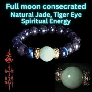 The Success Bracelet - Myanmar Jade and Blue Tiger-eye - Enhance Healing, protect against black magic and increase psychic ability